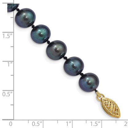 7.5 Zoll 14K 8-9mm Schwarz Nahe Rund Süßwasser Zuchtperle Armband