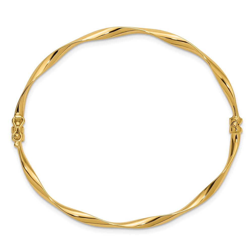 14K Gelbgold Poliert Gedreht Klappbar Armreif