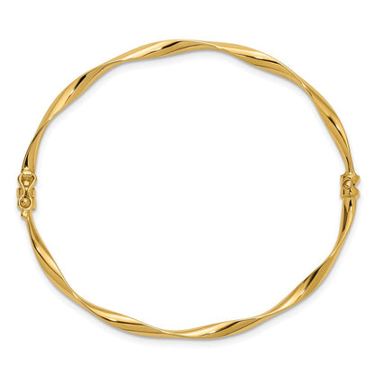 14K Gelbgold Poliert Gedreht Klappbar Armreif