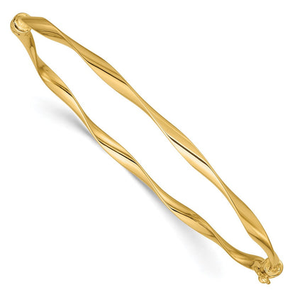 14K Gelbgold Poliert Gedreht Klappbar Armreif