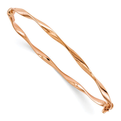 14K Roségold Poliert Gedreht Klappbar Armreif
