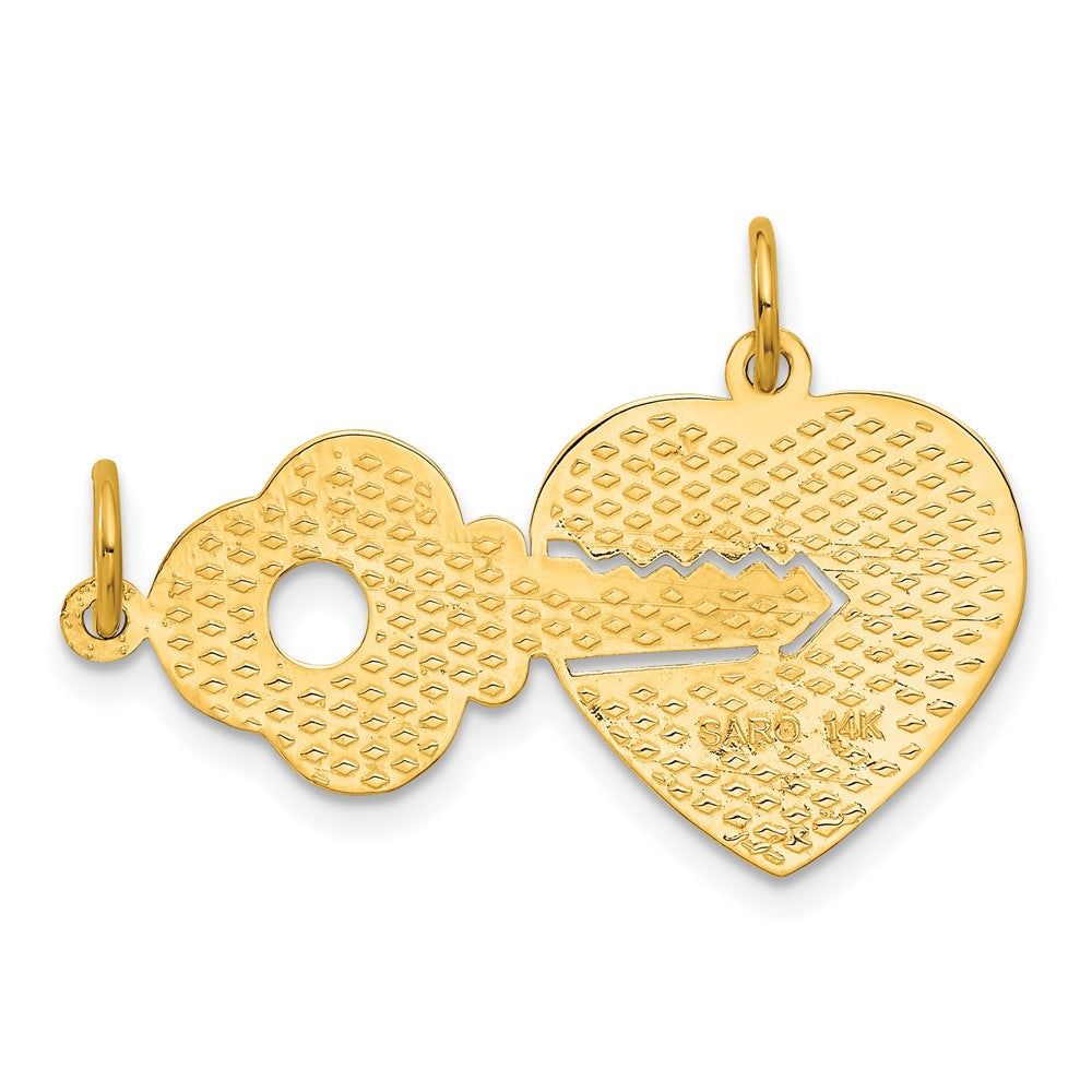 14K Gelbgold Polierte 2-teilige Zerlegbare Charms „Wer den Schlüssel hält“