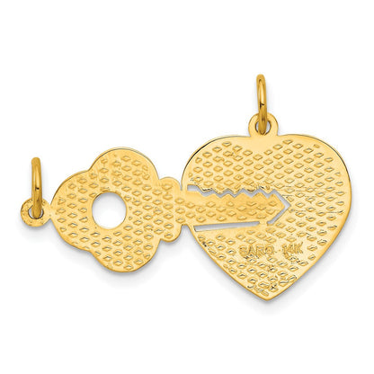 14K Gelbgold Polierte 2-teilige Zerlegbare Charms „Wer den Schlüssel hält“