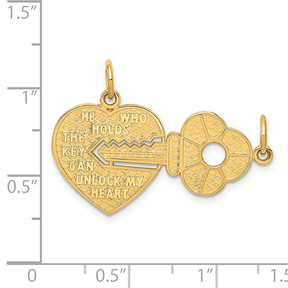 14K Gelbgold Polierte 2-teilige Zerlegbare Charms „Wer den Schlüssel hält“