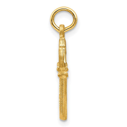 14K Gelbgold Poliert Diamantiert 3d Key Charm