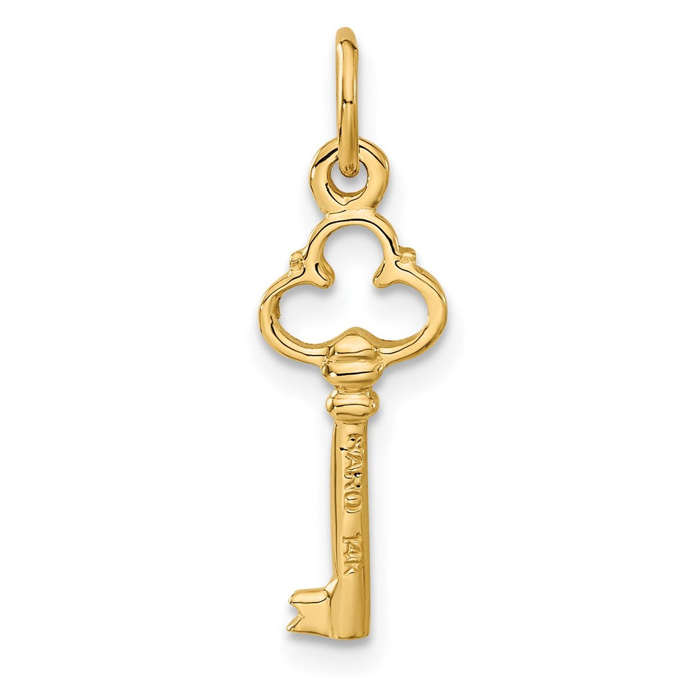 14K Gelbgold Poliert Diamantiert 3d Key Charm