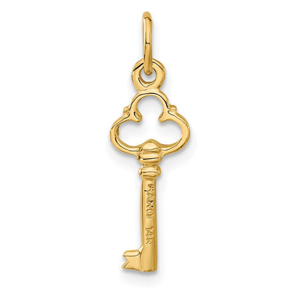 14K Gelbgold Poliert Diamantiert 3d Key Charm
