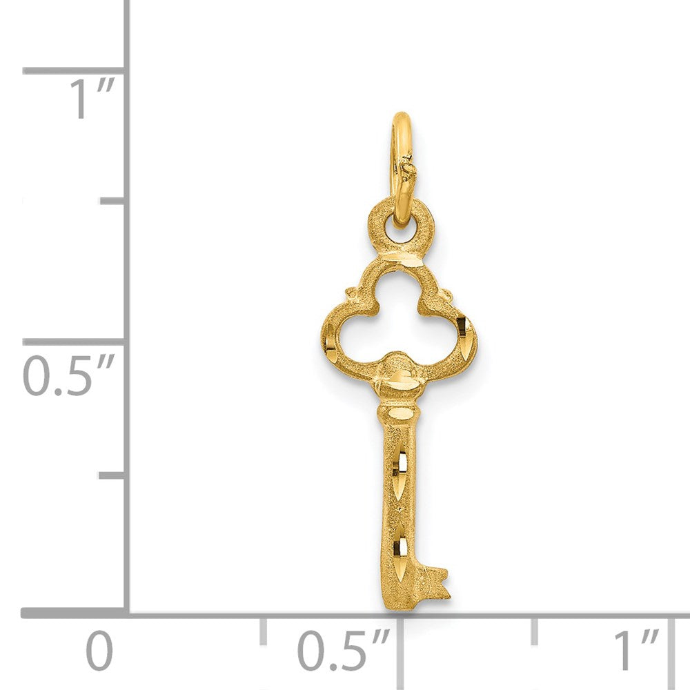 14K Gelbgold Poliert Diamantiert 3d Key Charm