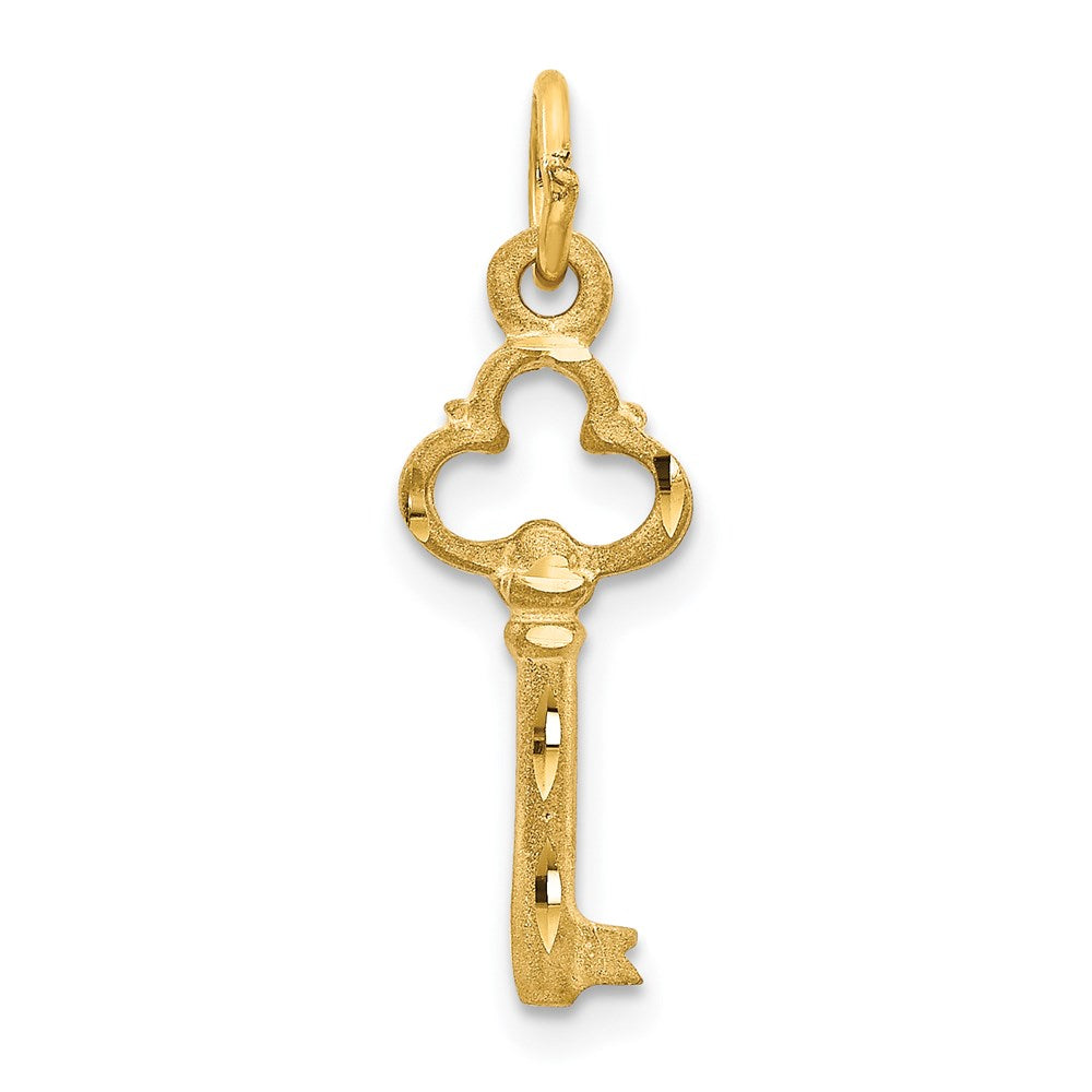 14K Gelbgold Poliert Diamantiert 3d Key Charm