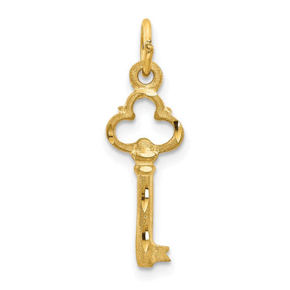 14K Gelbgold Poliert Diamantiert 3d Key Charm