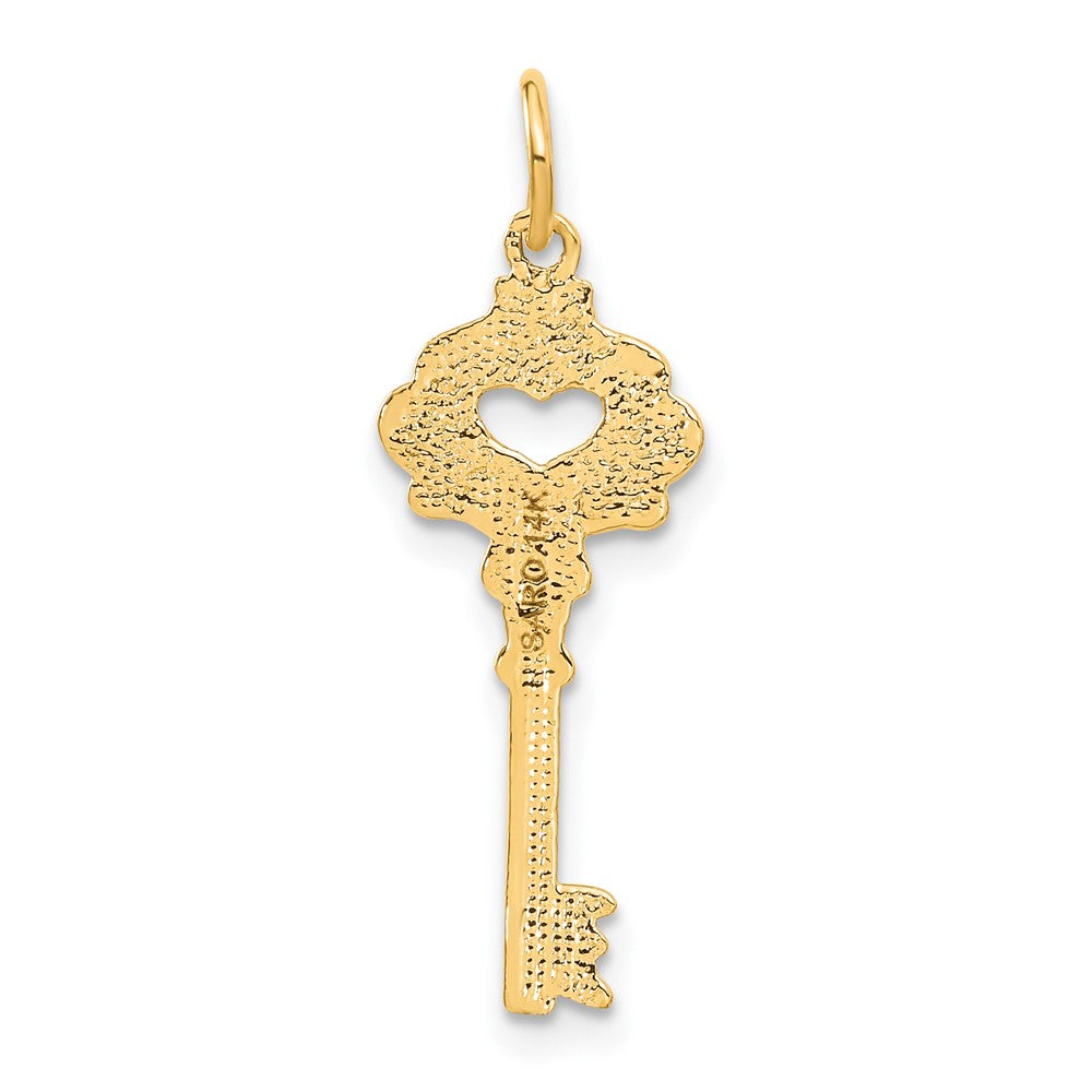 14K Gelbgold Poliert Fantasie Kante Key Charm