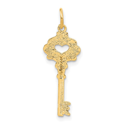 14K Gelbgold Poliert Fantasie Kante Key Charm