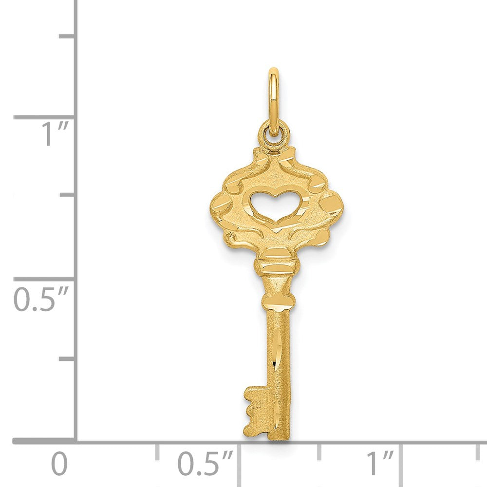 14K Gelbgold Poliert Fantasie Kante Key Charm
