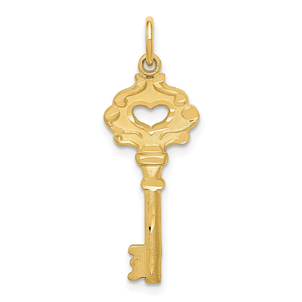 14K Gelbgold Poliert Fantasie Kante Key Charm