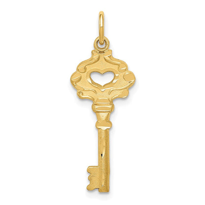 14K Gelbgold Poliert Fantasie Kante Key Charm