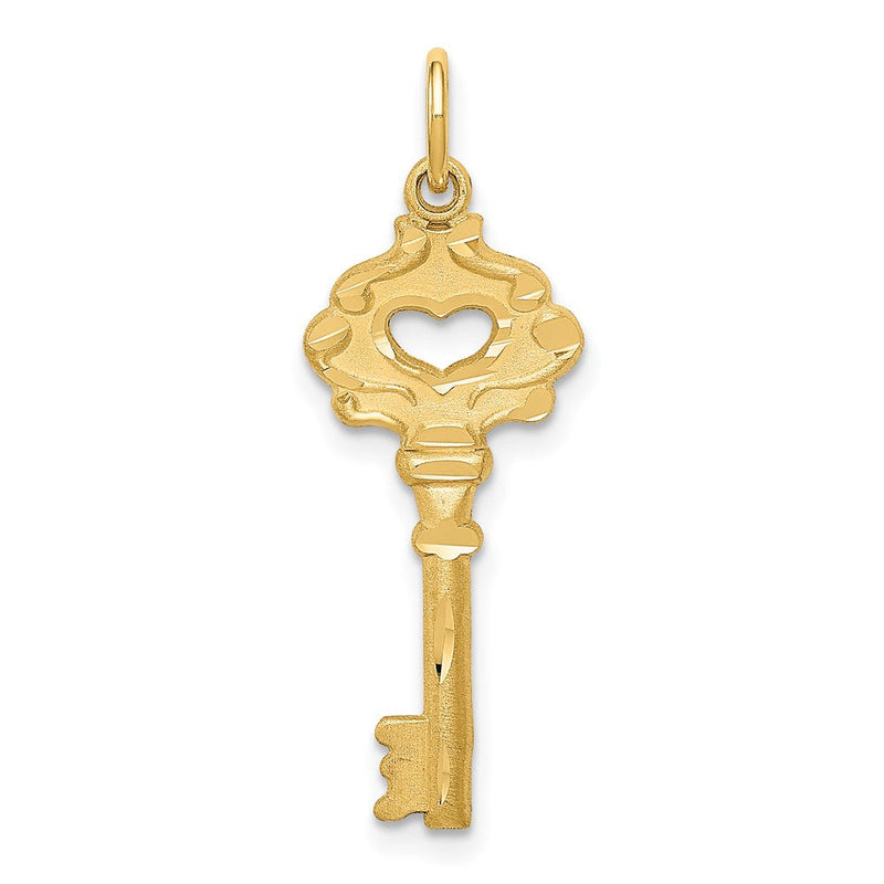 14K Gelbgold Poliert Fantasie Kante Key Charm