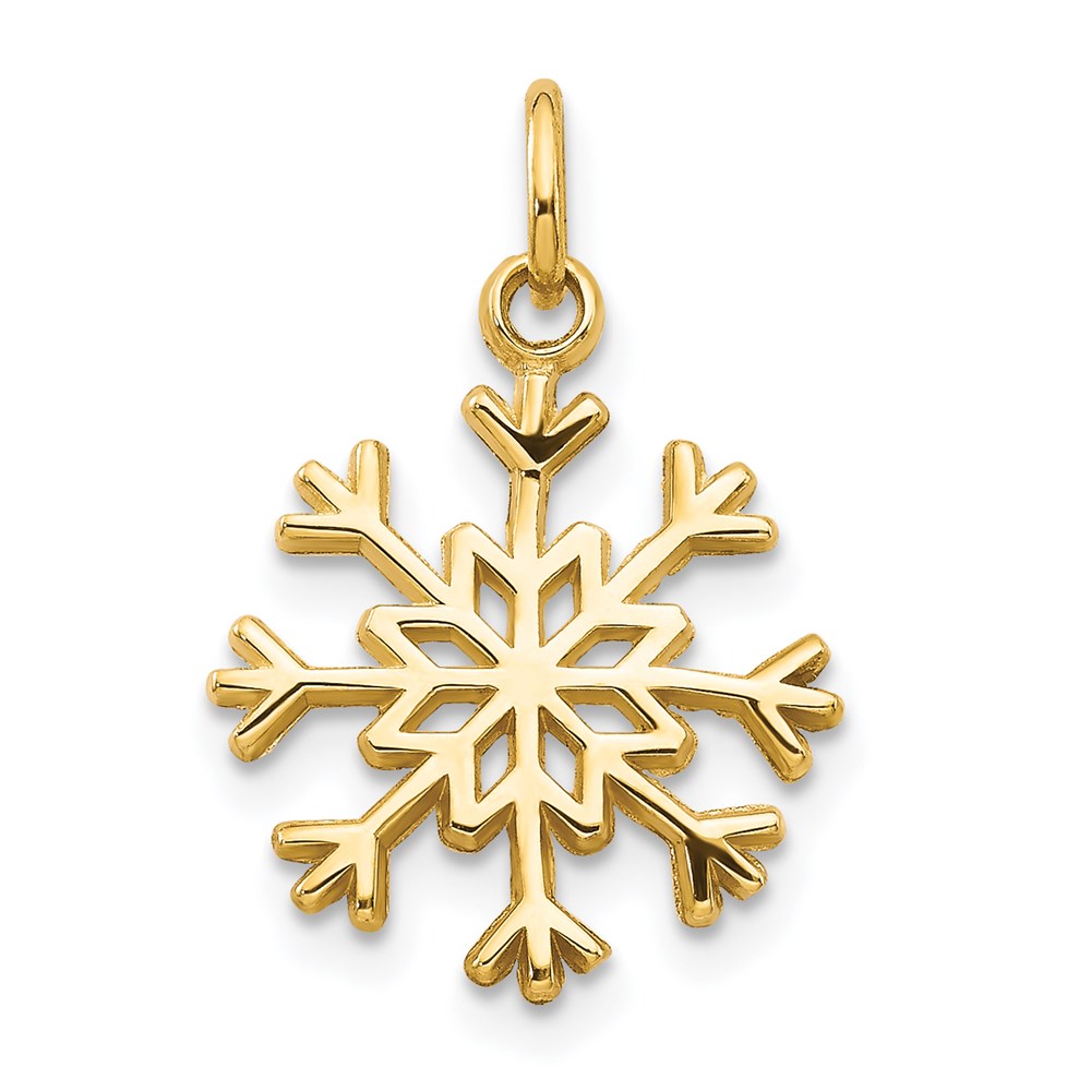 14K Gelbgold Schneeflocke Charm