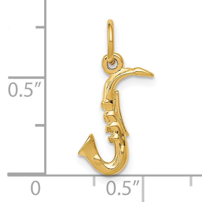 14K Gelbgold 3-d Saxophone Charm