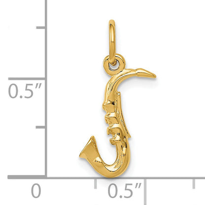 14K Gelbgold 3-d Saxophone Charm