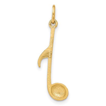 14K Gelbgold Satiniert Musical Note Charm