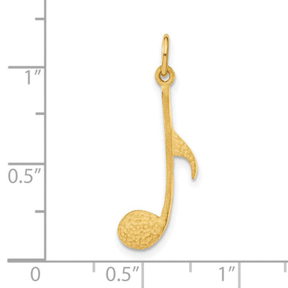 14K Gelbgold Satiniert Musical Note Charm