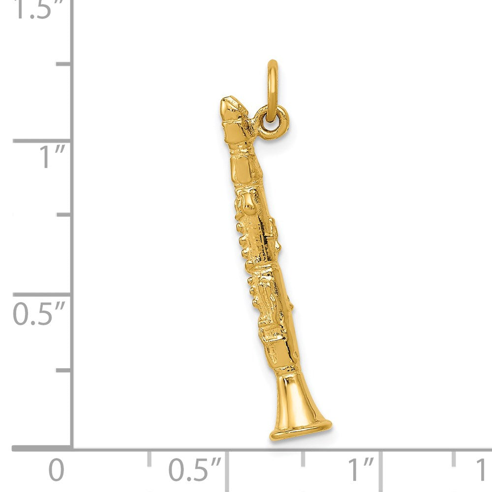 14K Gelbgold 3D-Klarinette-Charm