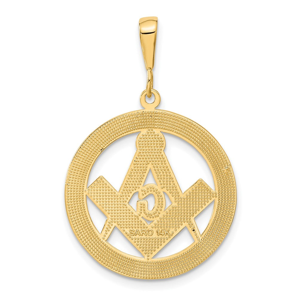 14K Gelbgold Polierter & Strukturierter Großer Freimaurersymbol-Anhänger