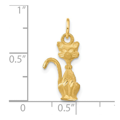 14K Gelbgold Satiniert Tom Katze Charm