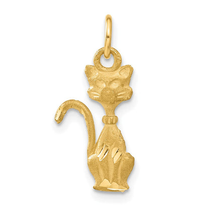 14K Gelbgold Satiniert Tom Katze Charm