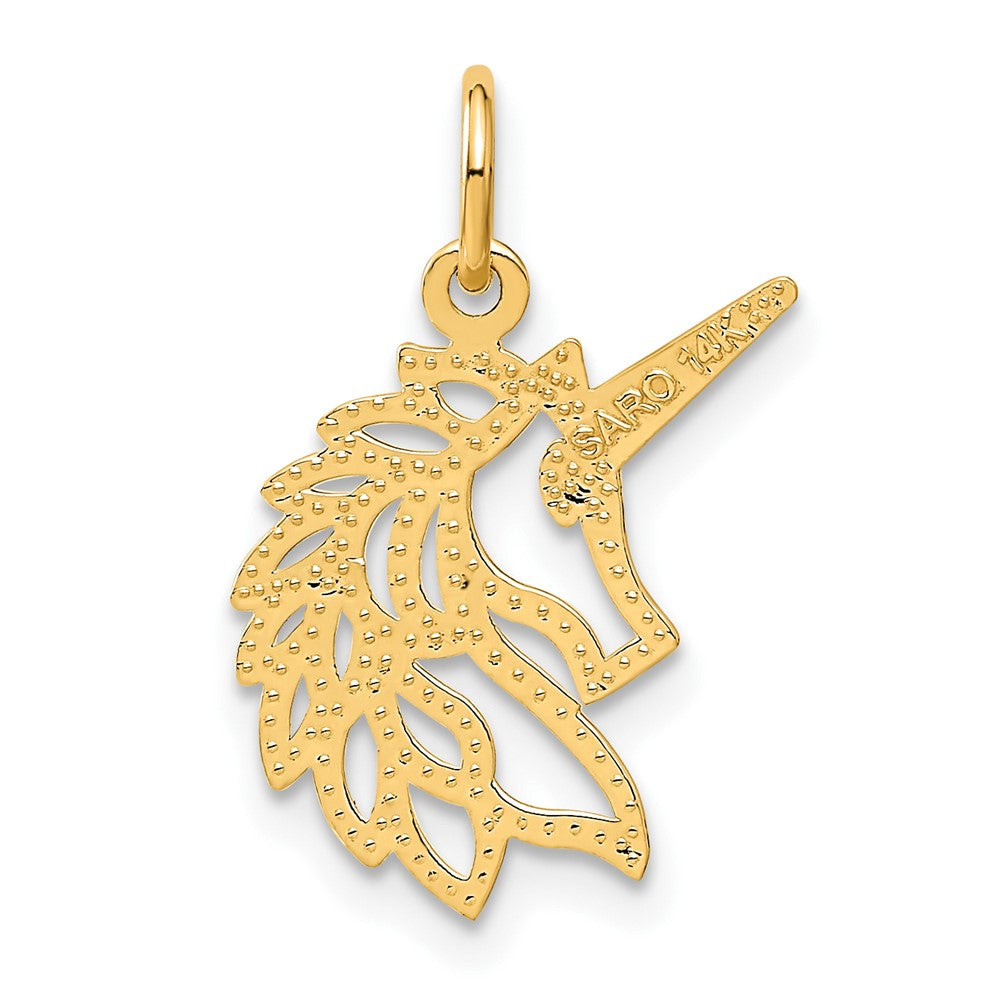 14K Gelbgold Einhorn Kopf Anhänger