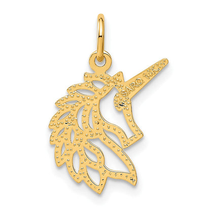 14K Gelbgold Einhorn Kopf Anhänger