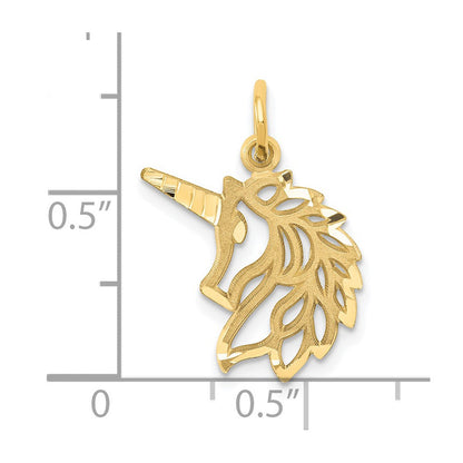 14K Gelbgold Einhorn Kopf Anhänger