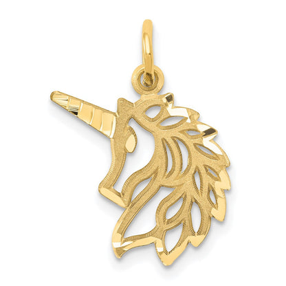 14K Gelbgold Einhorn Kopf Anhänger