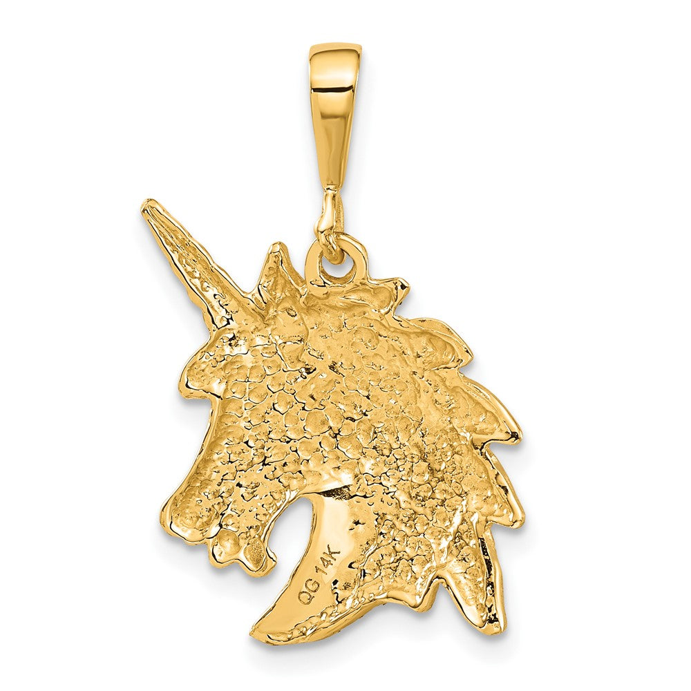 14K Gelbgold Einhornkopf-Charm