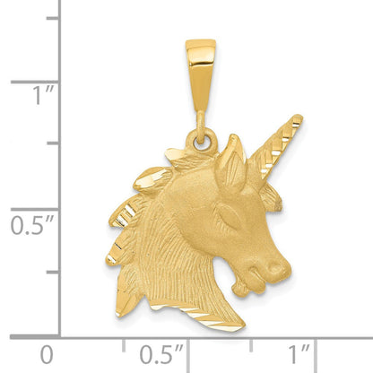 14K Gelbgold Einhornkopf-Charm
