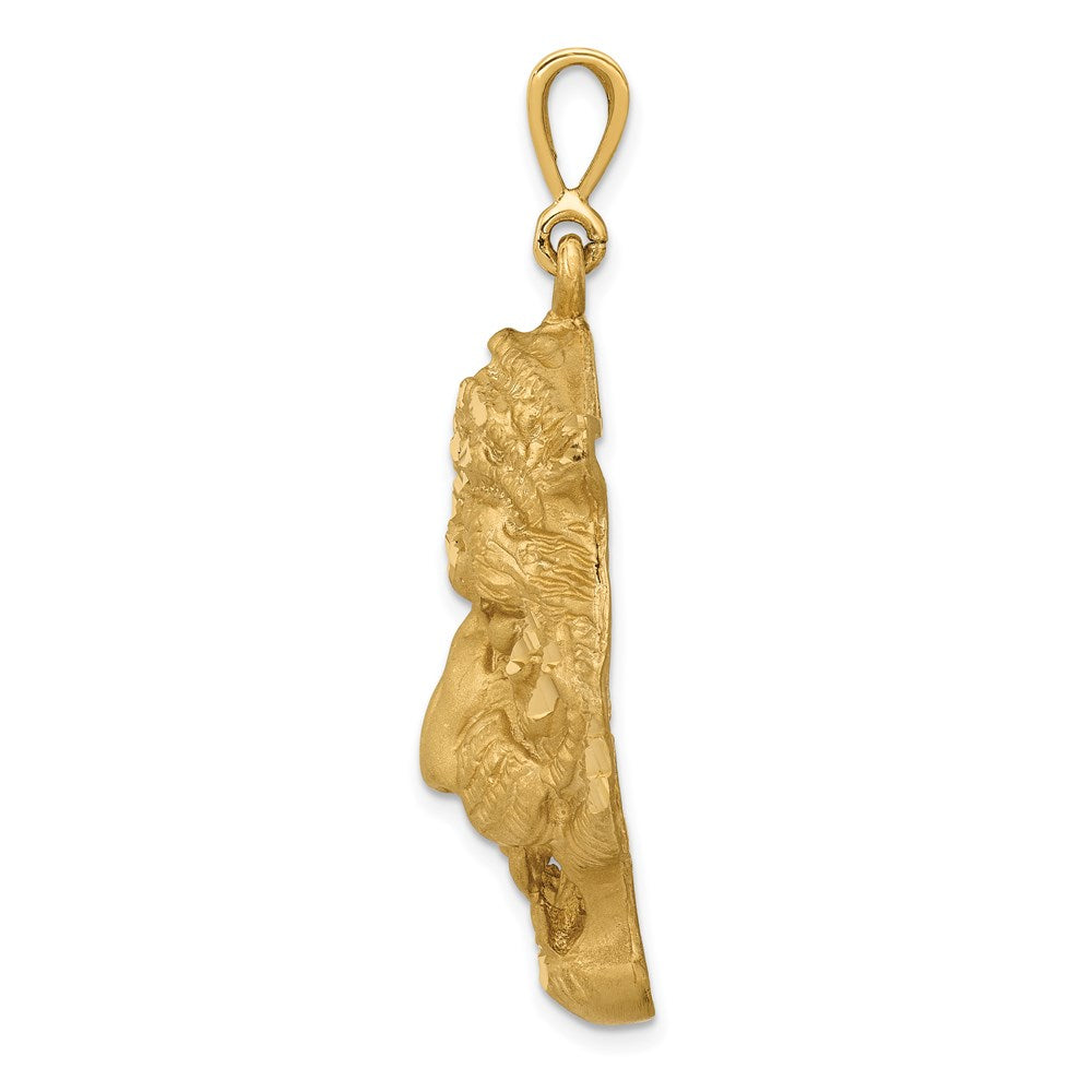 14K Gelbgold Anhänger "Tigerkopf" mit Diamantschliff