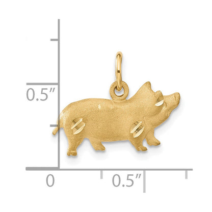 14K Gelbgold Schwein-Charm
