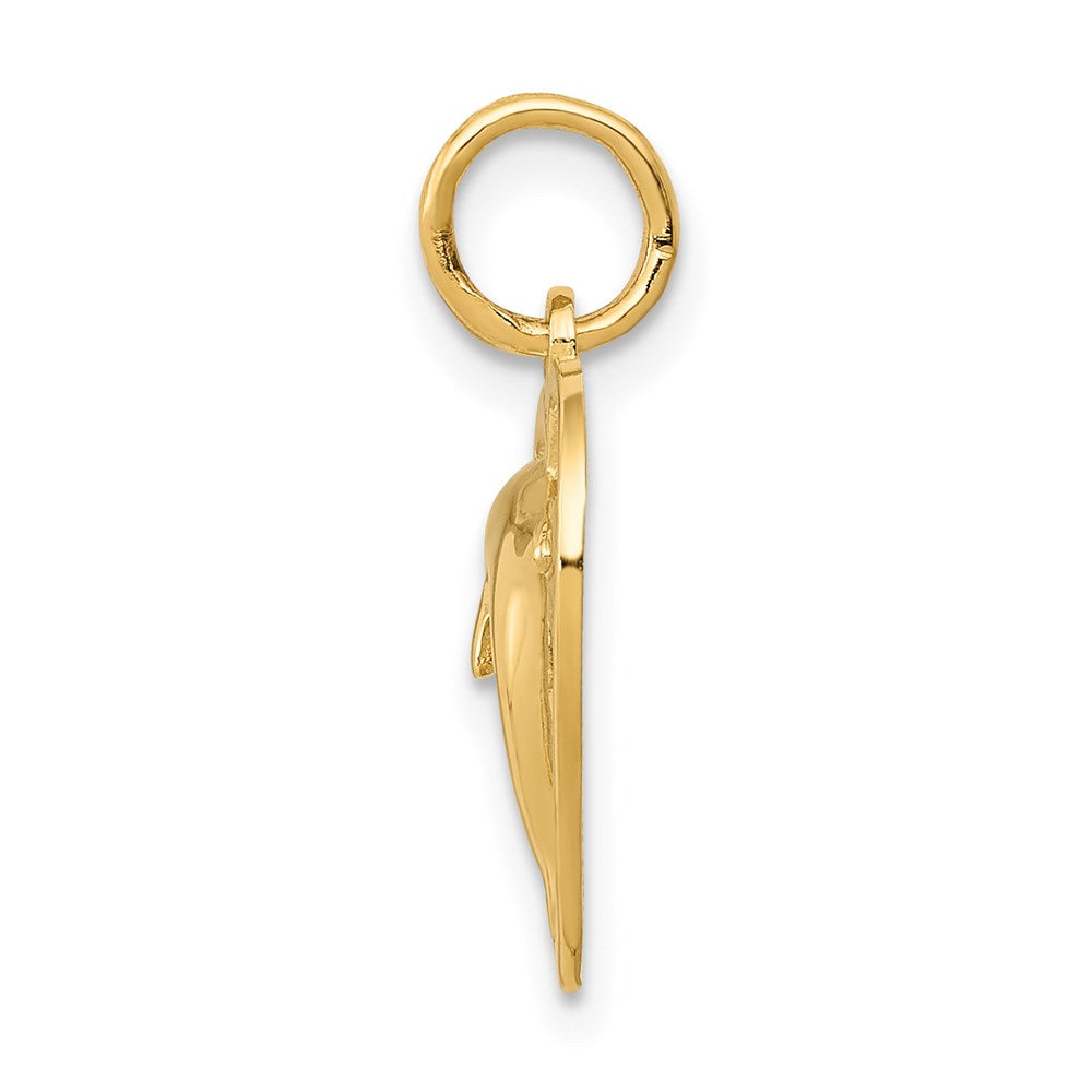 14K Gelbgold Delfin in Herz Charm