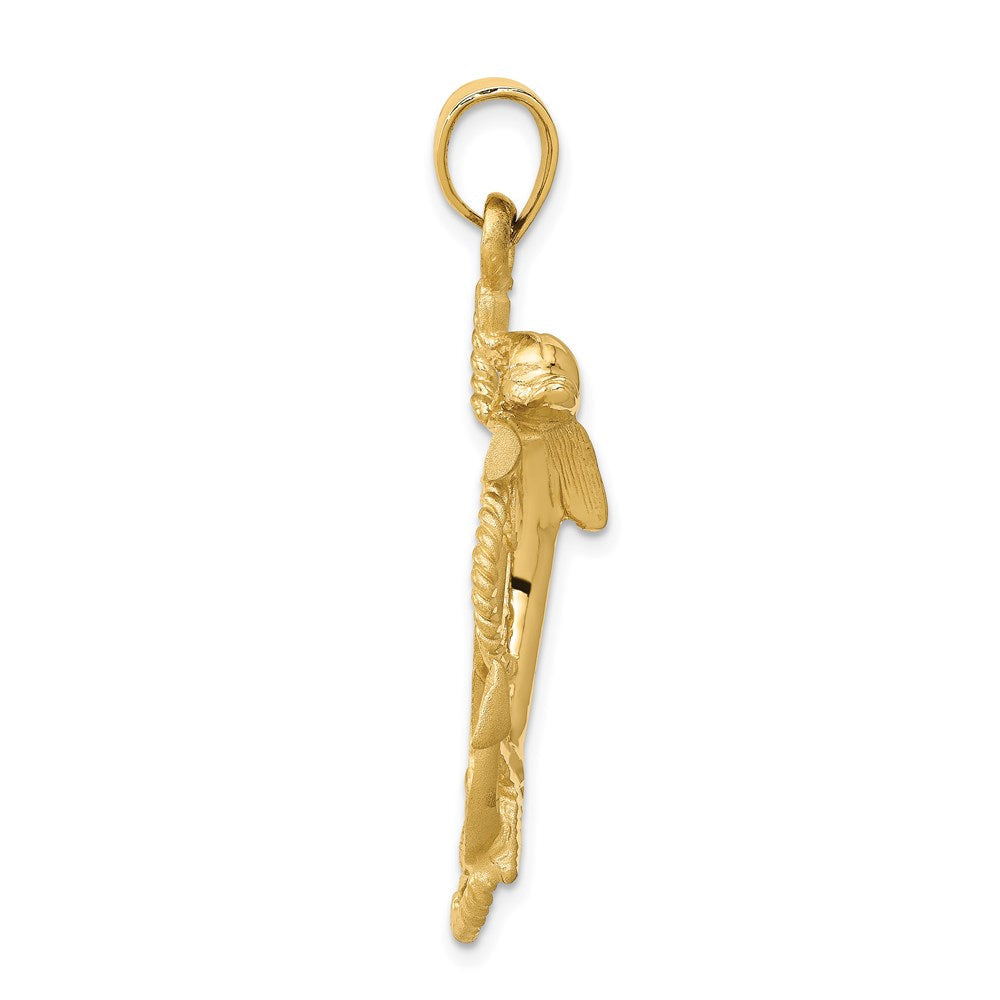 14K Gelbgold Delfin-auf-Anker-Charm