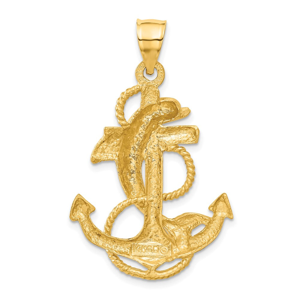 14K Gelbgold Delfin-auf-Anker-Charm