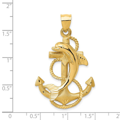 14K Gelbgold Delfin-auf-Anker-Charm