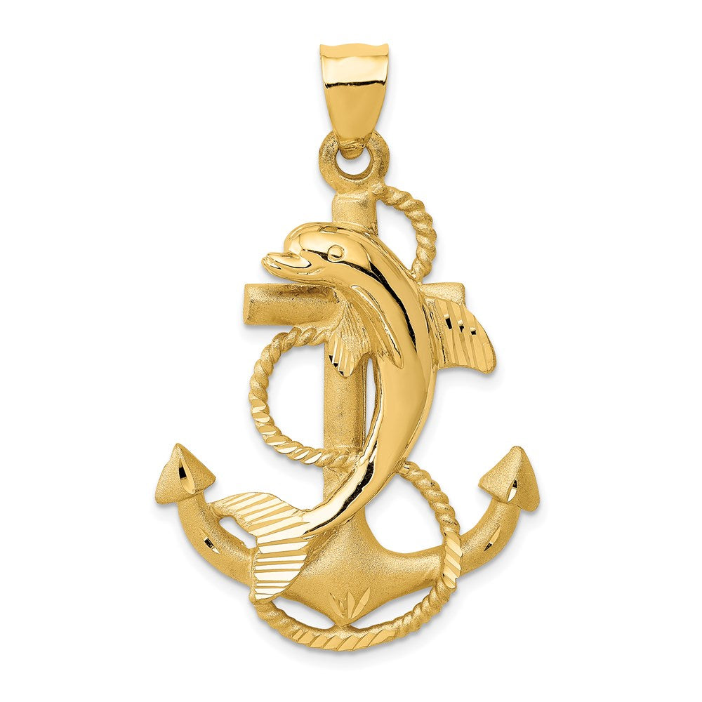 14K Gelbgold Delfin-auf-Anker-Charm