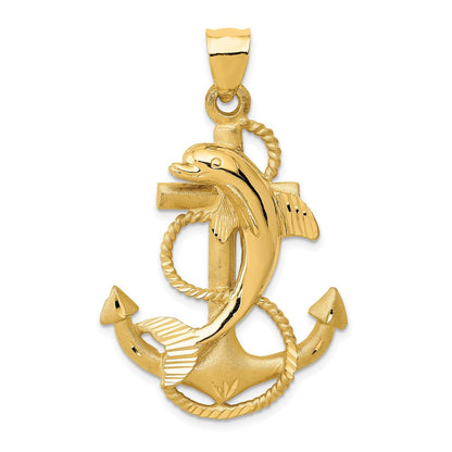 14K Gelbgold Delfin-auf-Anker-Charm