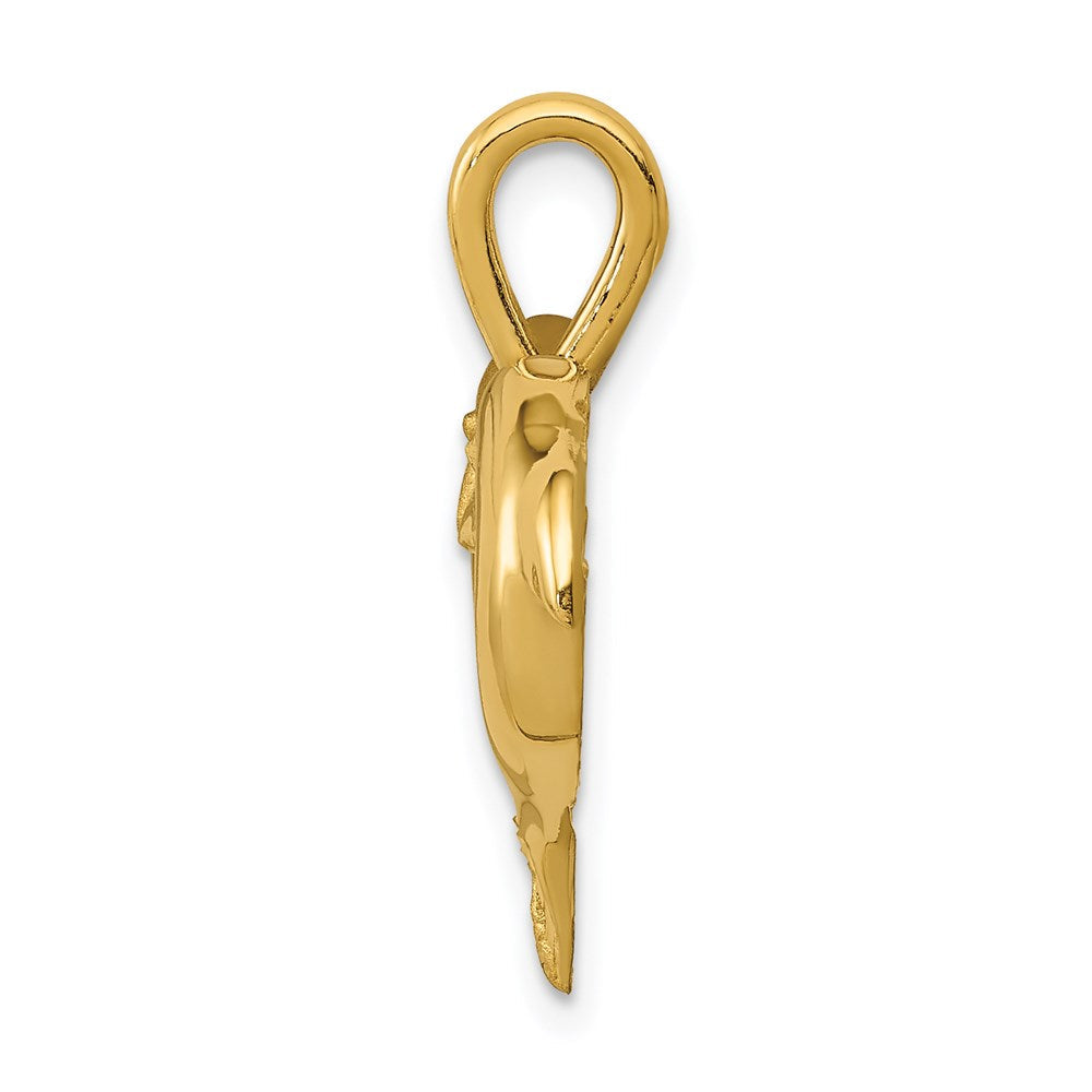 14K Gelbgold Delfin-Herz-Anhänger