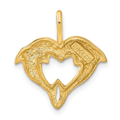 14K Gelbgold Delfin-Herz-Anhänger