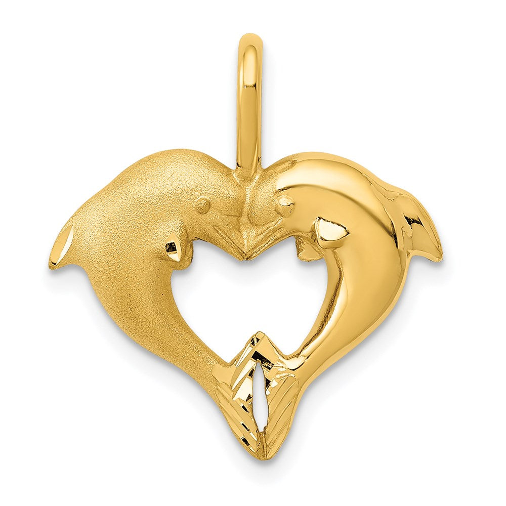 14K Gelbgold Delfin-Herz-Anhänger