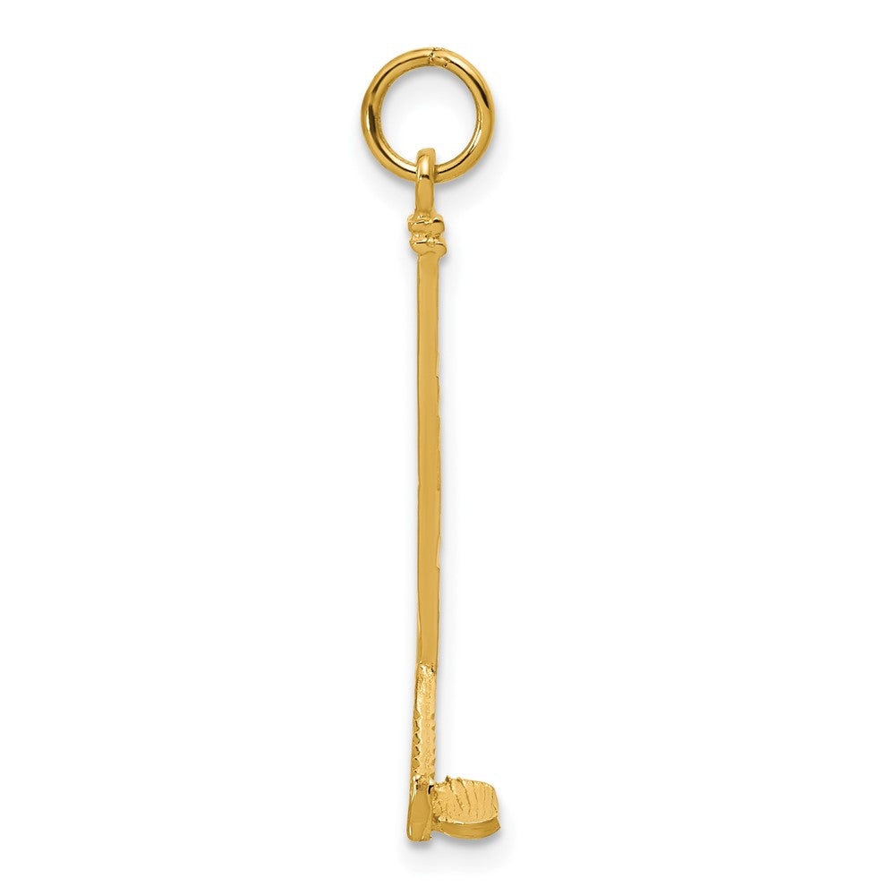 14K Gelbgold Satiniert Diamantiert Hockey Stick Charm