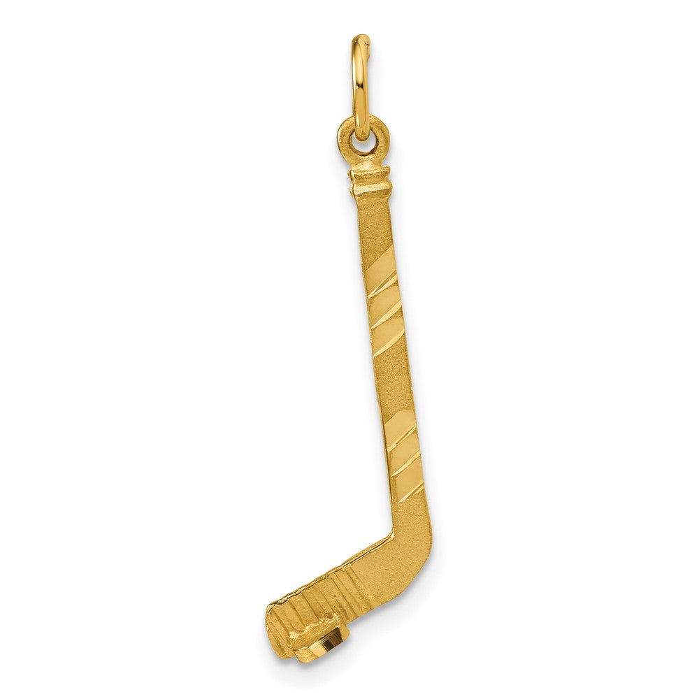 14K Gelbgold Satiniert Diamantiert Hockey Stick Charm