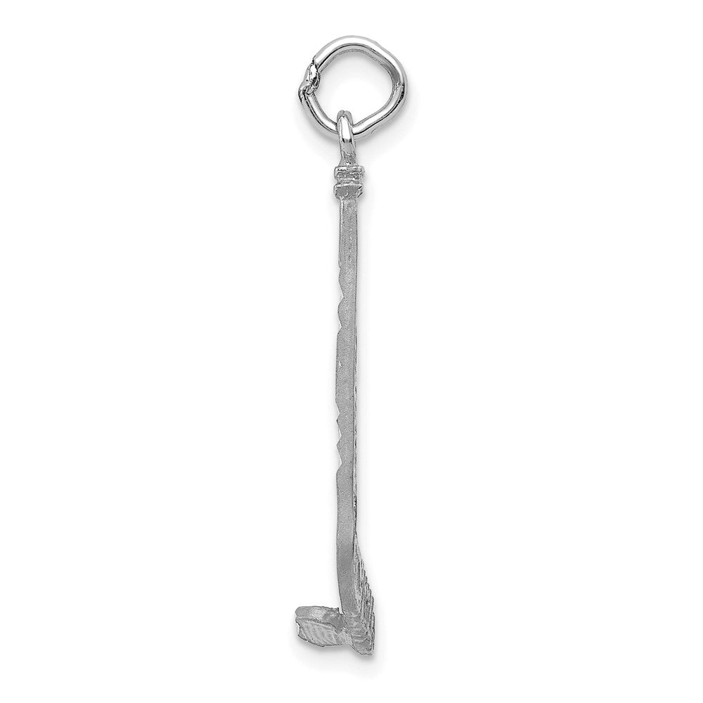 14K Weißgold Satiniert Diamantiert Hockey Stick Charm