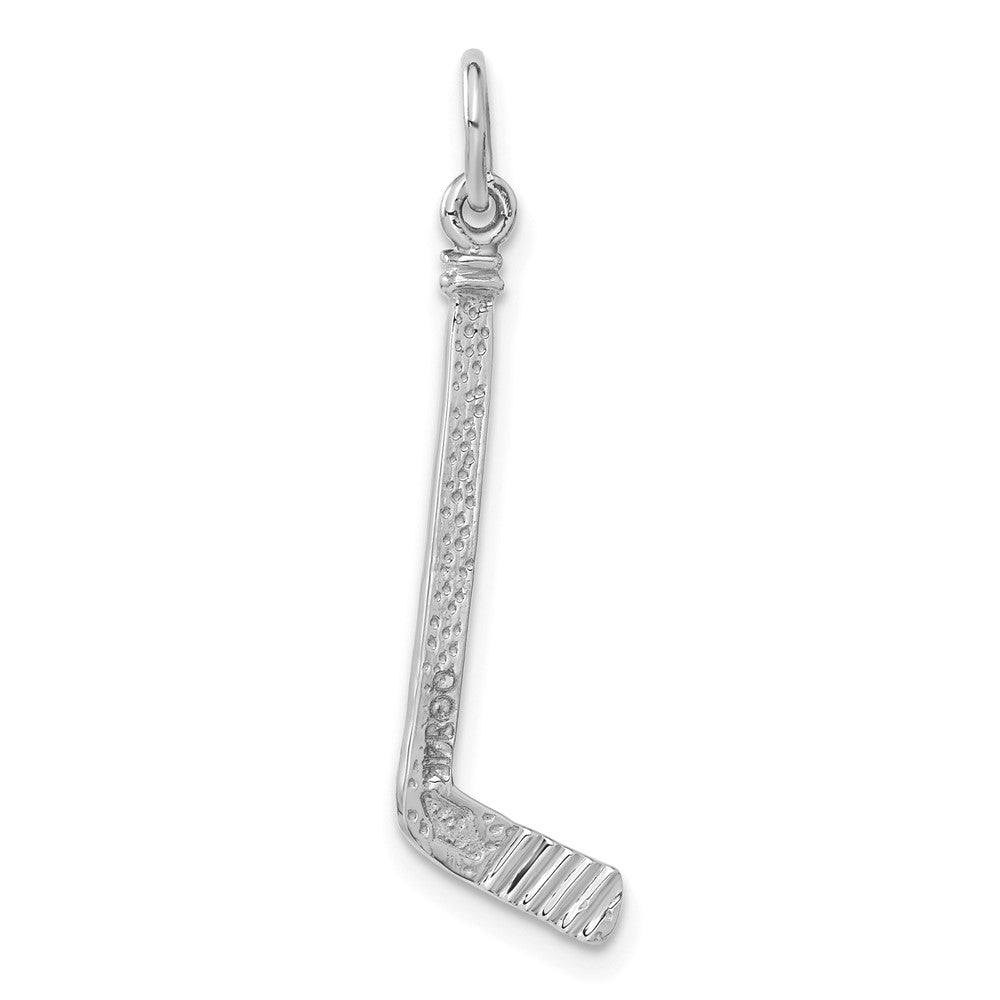14K Weißgold Satiniert Diamantiert Hockey Stick Charm